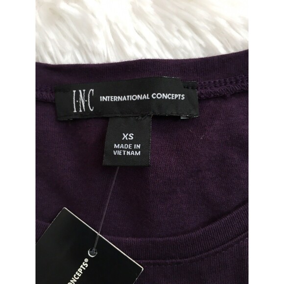 INC Tee Shirt Top Blackberry Cutout Long Sleeve Casual  XS - Picture 7 of 10